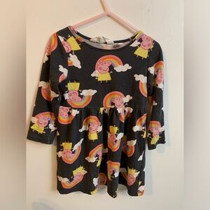 H&M Black Kids Dress with Yellow & Pink Peppa Pig Rainbows